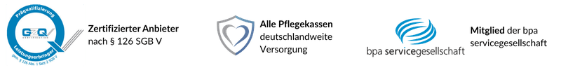 Zertifizierungen und Partnerlogos für Pflegehilfsmittel Versorgung