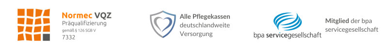 CareBOX Vertrauenssiegel: präqualifiziert nach § 126 SGB V, alle Pflegekassen, Mitglied bpa servicegesellschaft
